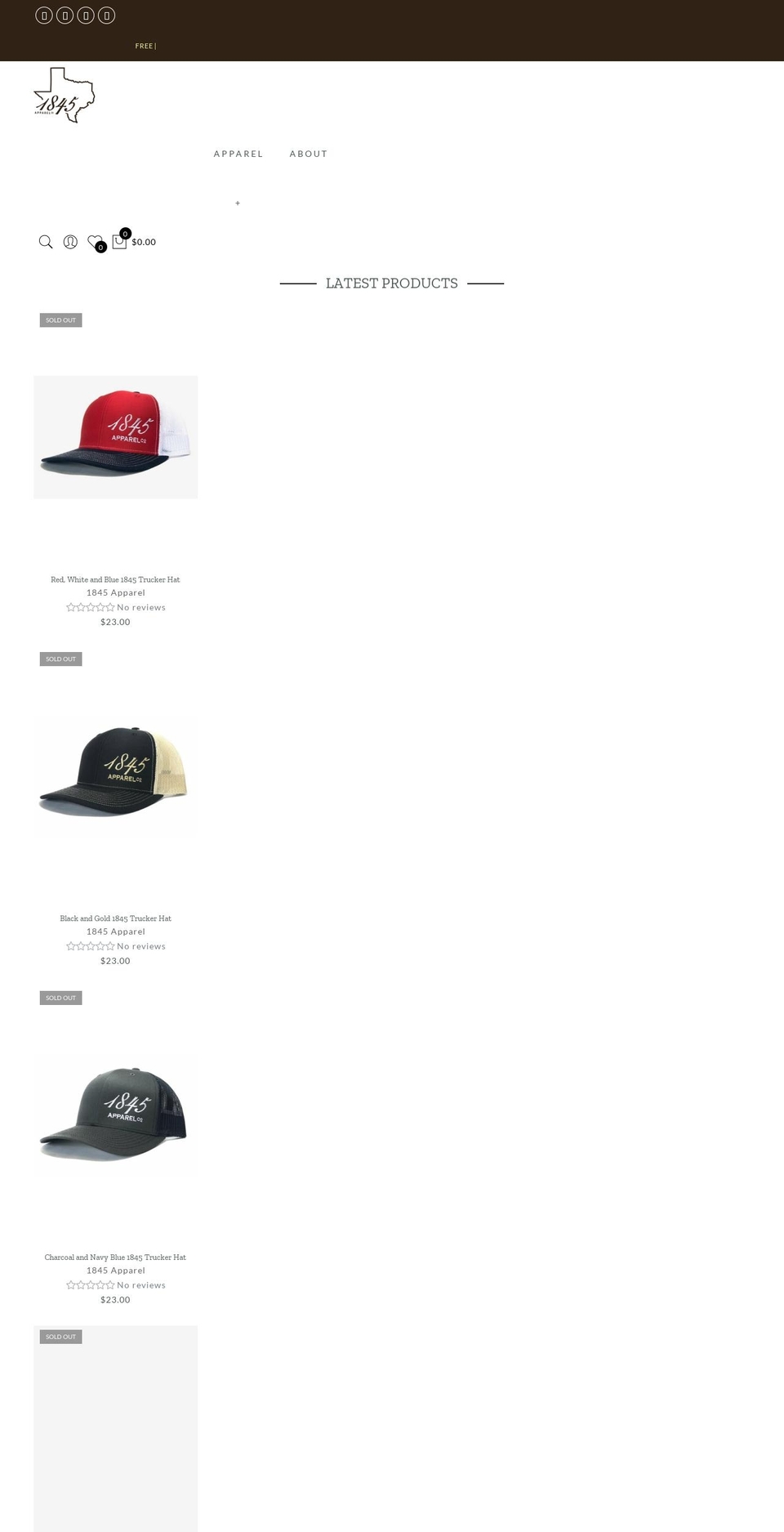 1845apparel.com shopify website screenshot