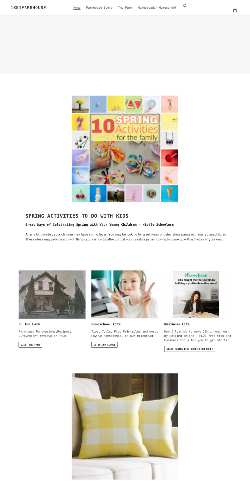 1851farmhouse.com shopify website screenshot