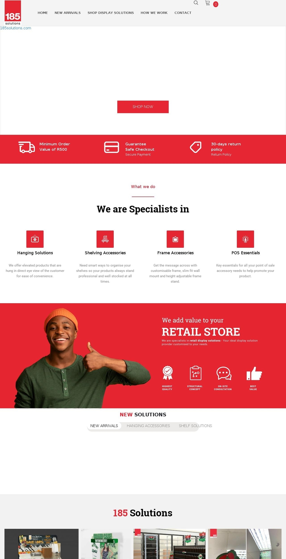 185solutions.com shopify website screenshot