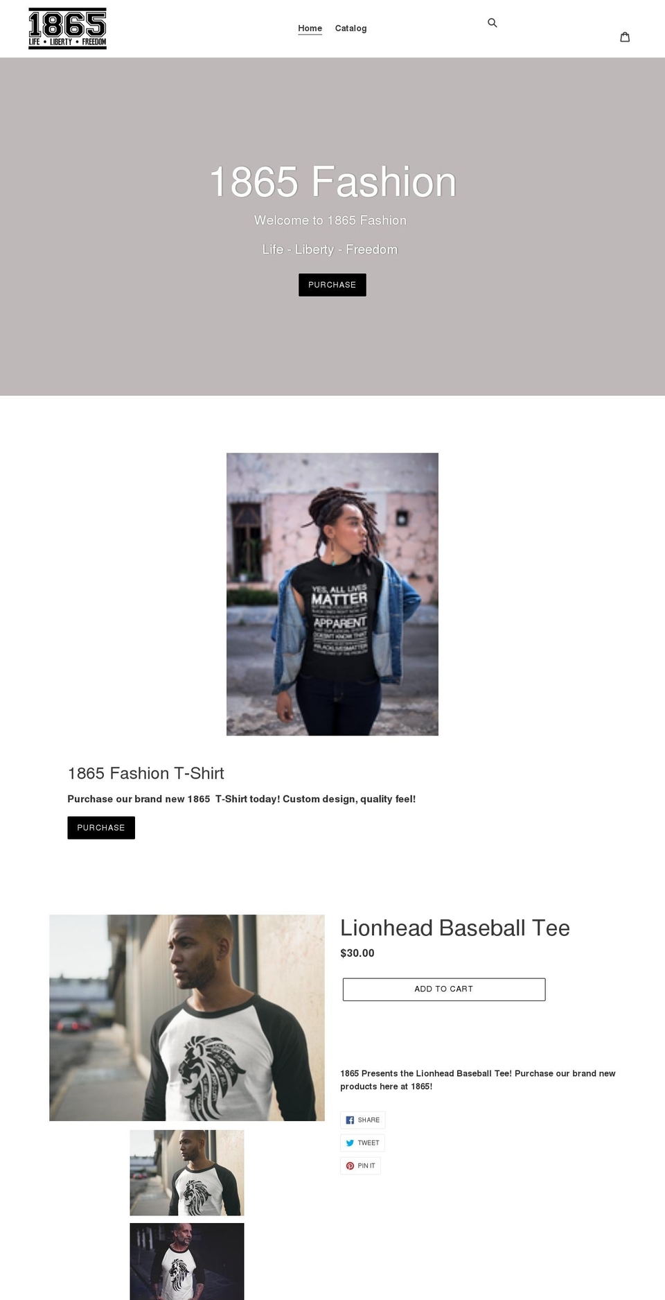 1865fashion.com shopify website screenshot