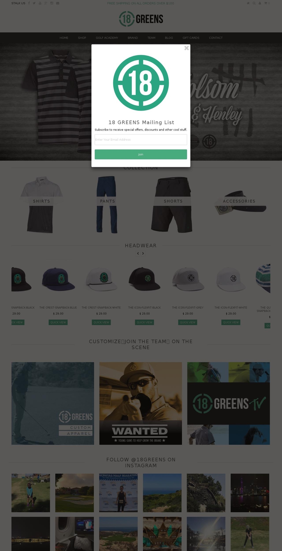 18greens.com shopify website screenshot