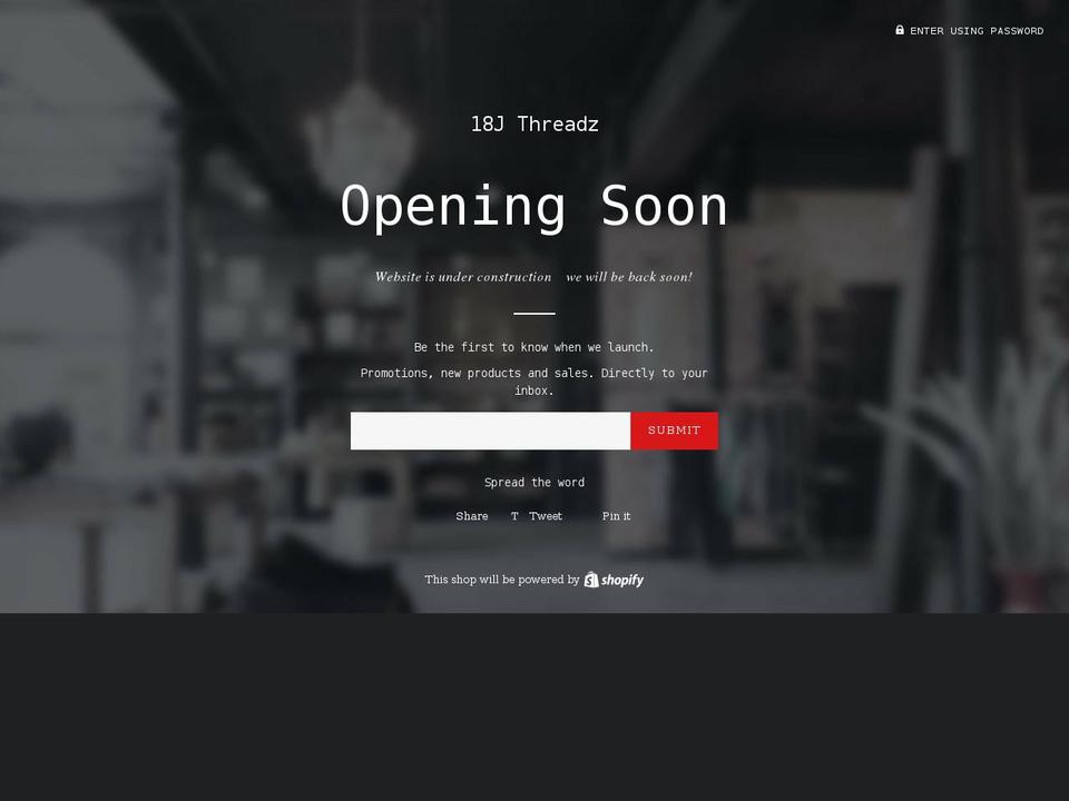 18jthreadz.com shopify website screenshot