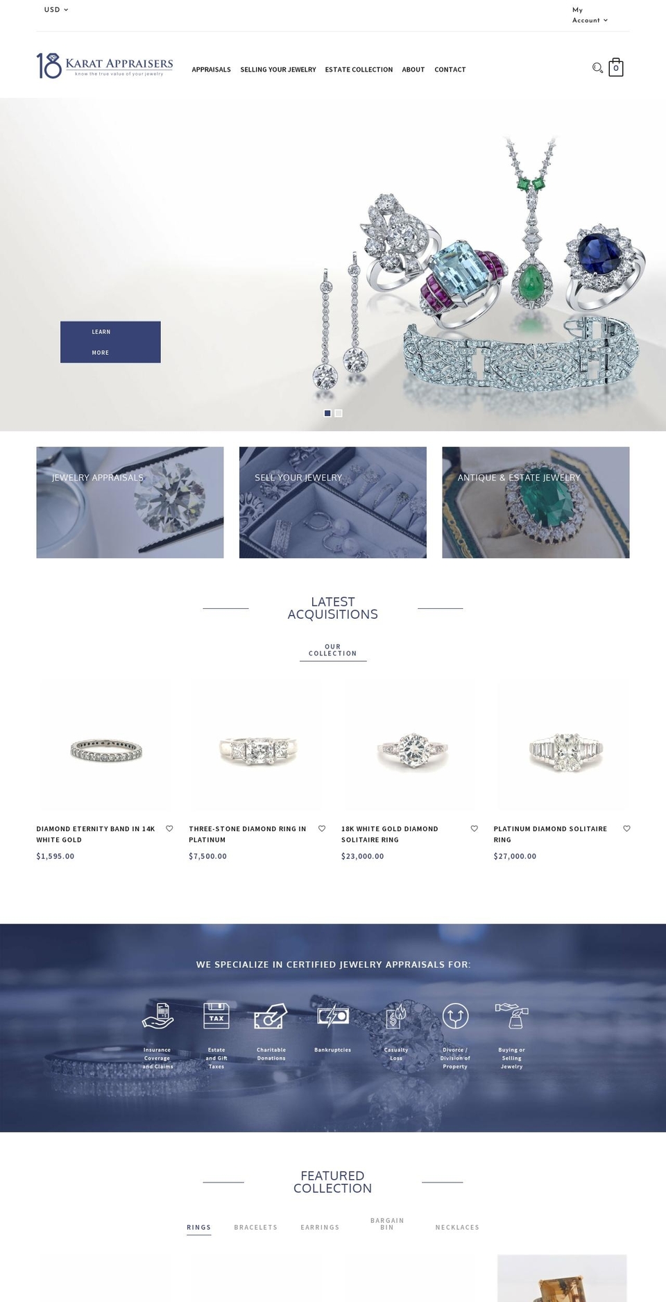 presiden-v- Shopify theme site example 18karatappraisers.com