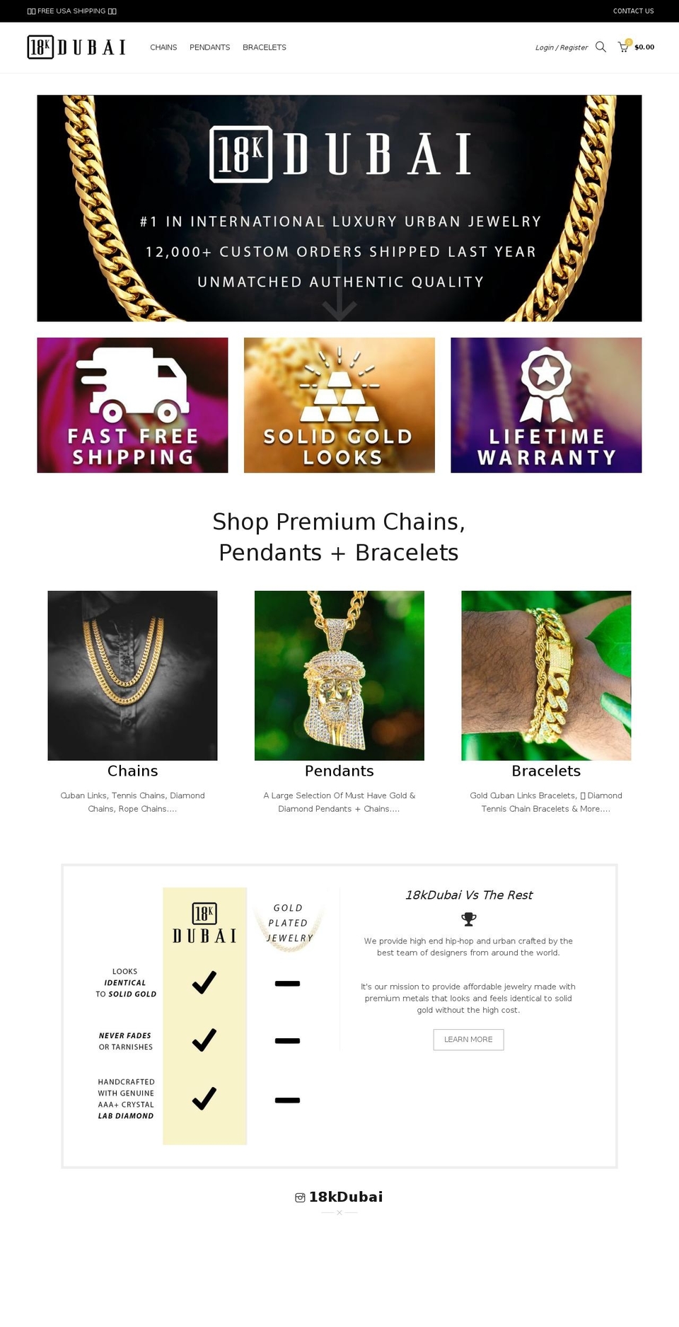 porto-theme Shopify theme site example 18kdubai.com