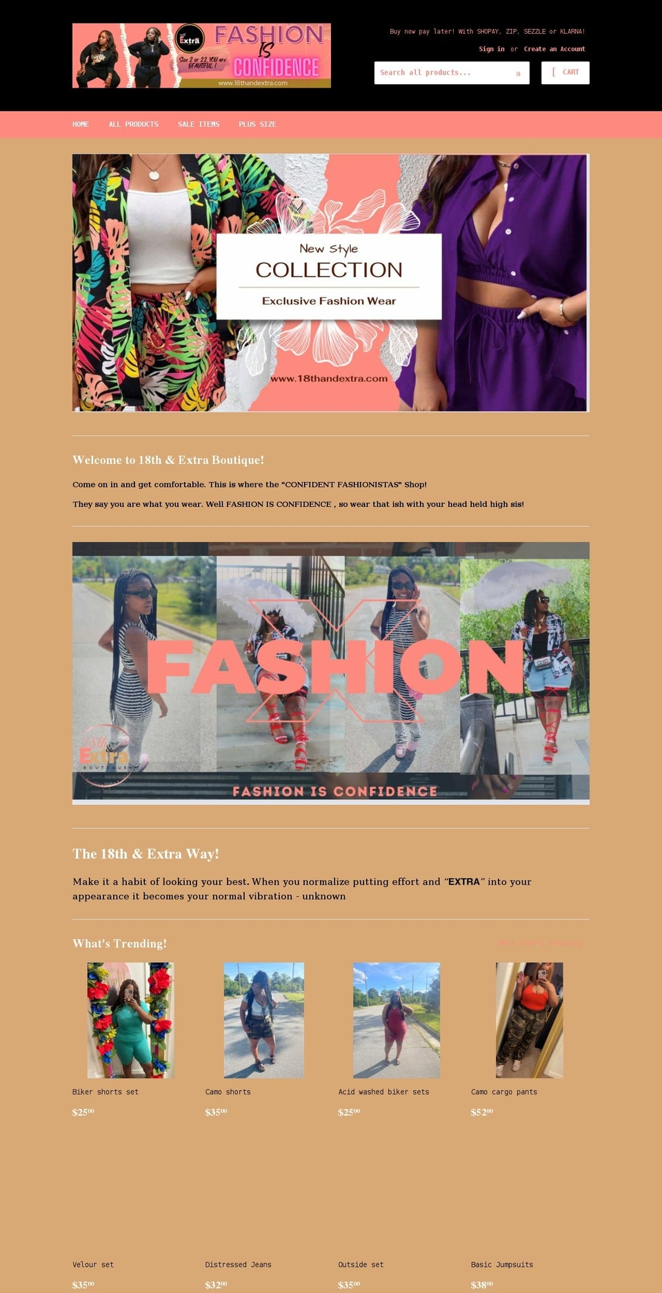 18thandextra.com shopify website screenshot