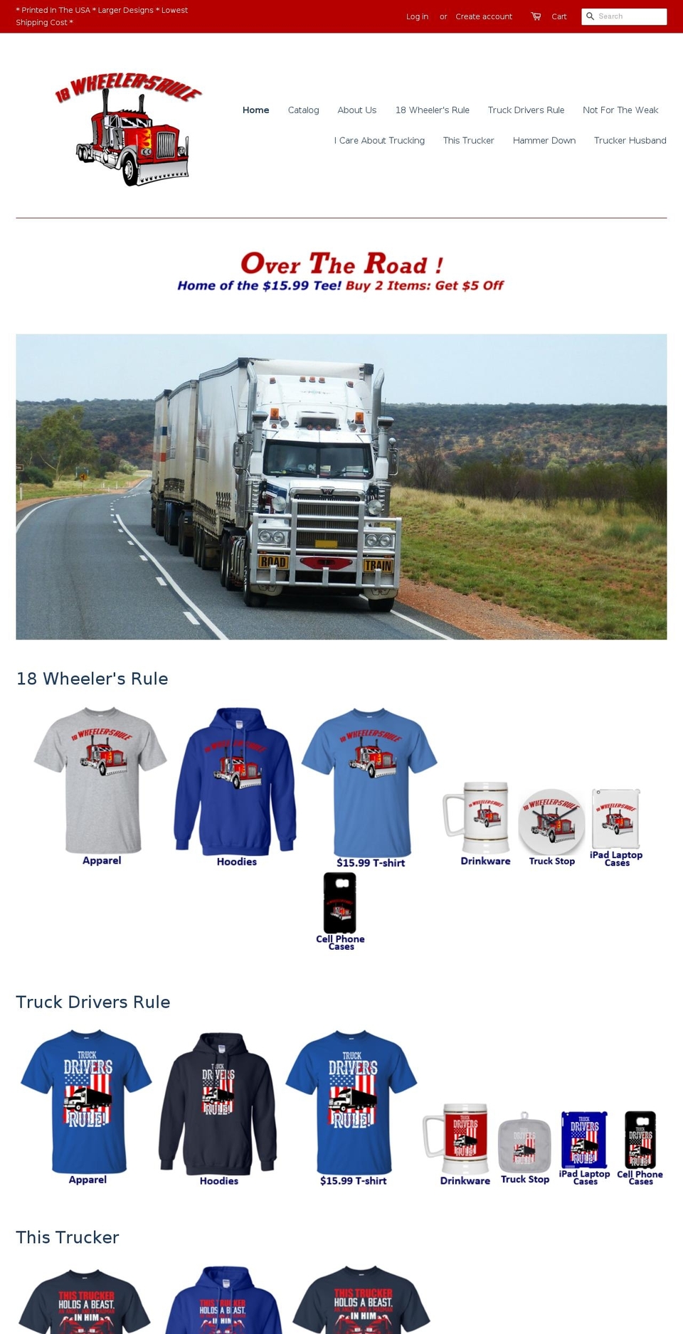 18wheelersrule.com — Shopify storefront screenshot