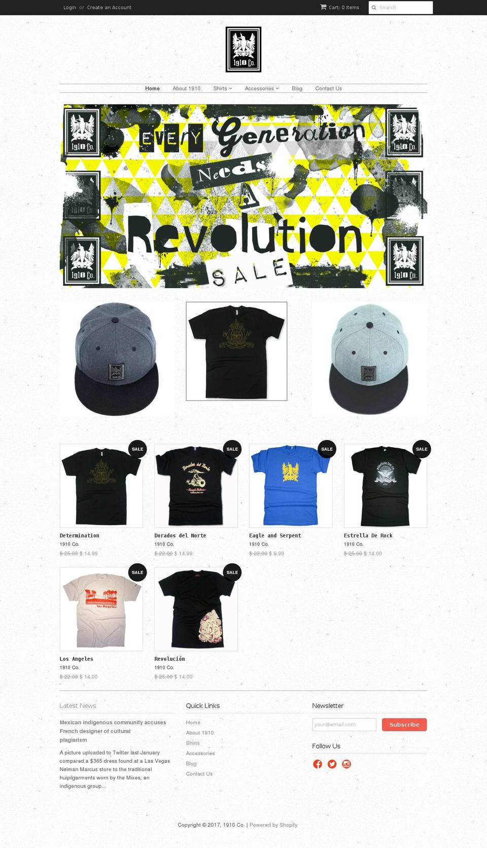 1910revolution.com shopify website screenshot