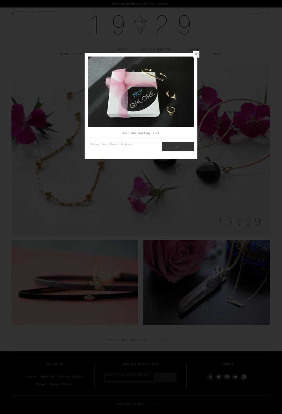 1929galore.com shopify website screenshot