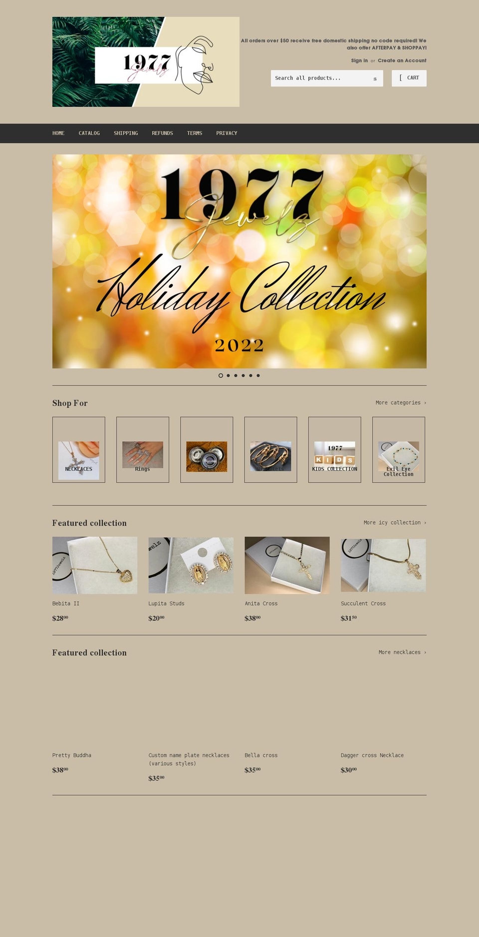 1977jewelz.com shopify website screenshot