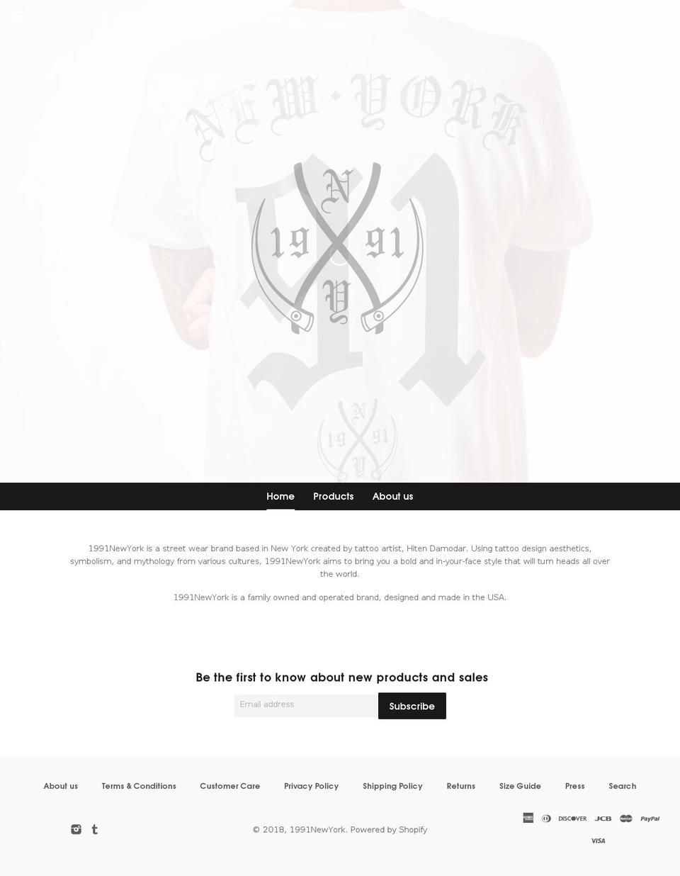 1991ny.com — Shopify storefront screenshot