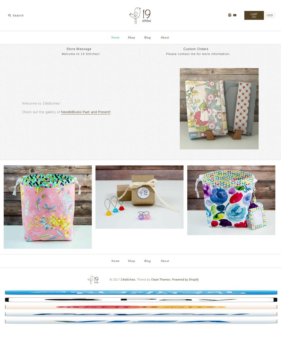 19stitches.com shopify website screenshot