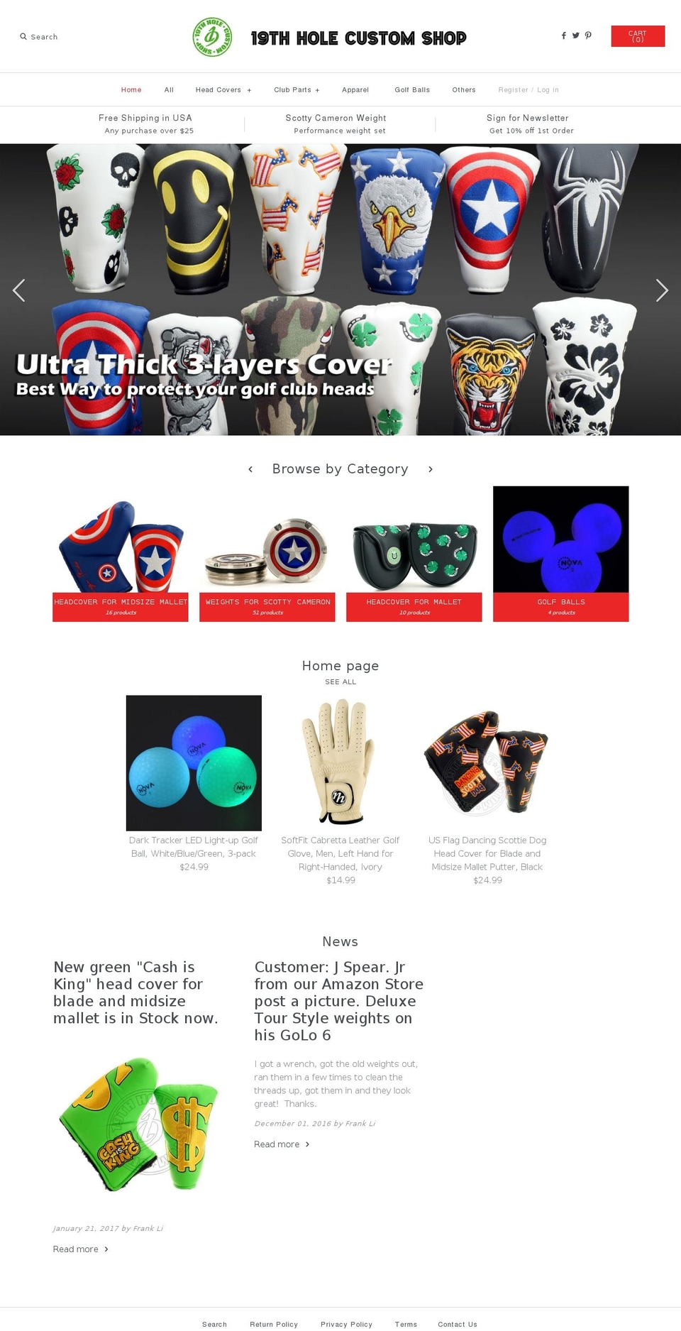 19thholecustomshop.com shopify website screenshot