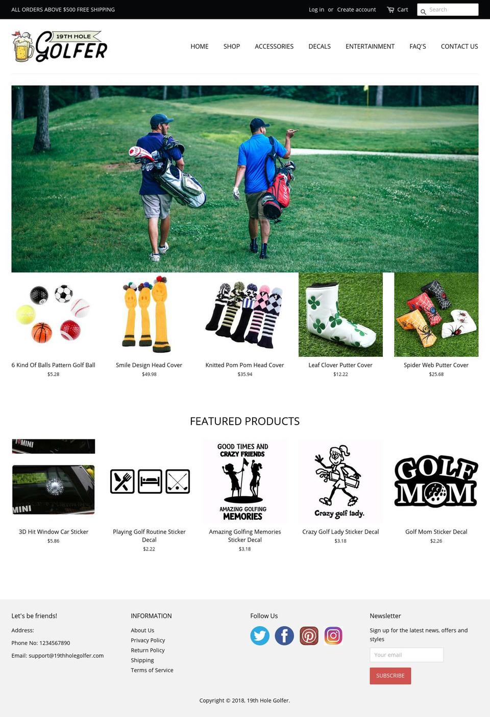 19thholegolfer.com shopify website screenshot
