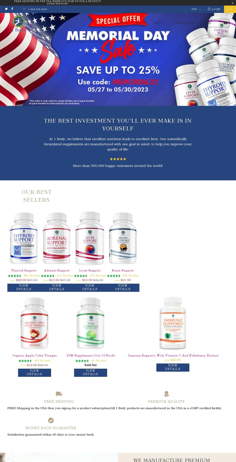 1body.com shopify website screenshot