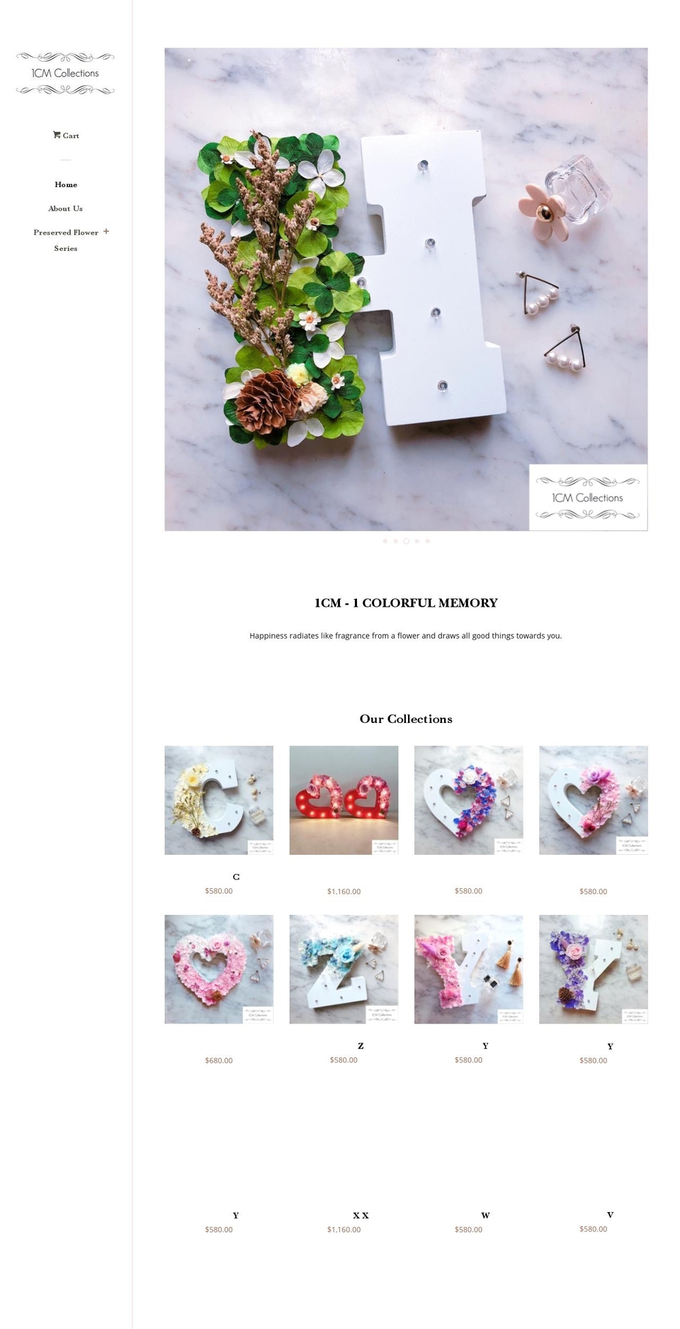 1cmcollections.com shopify website screenshot