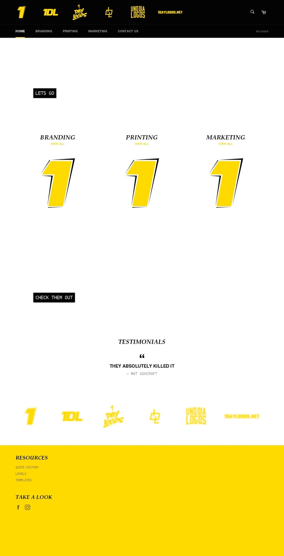 1daylogos.net shopify website screenshot