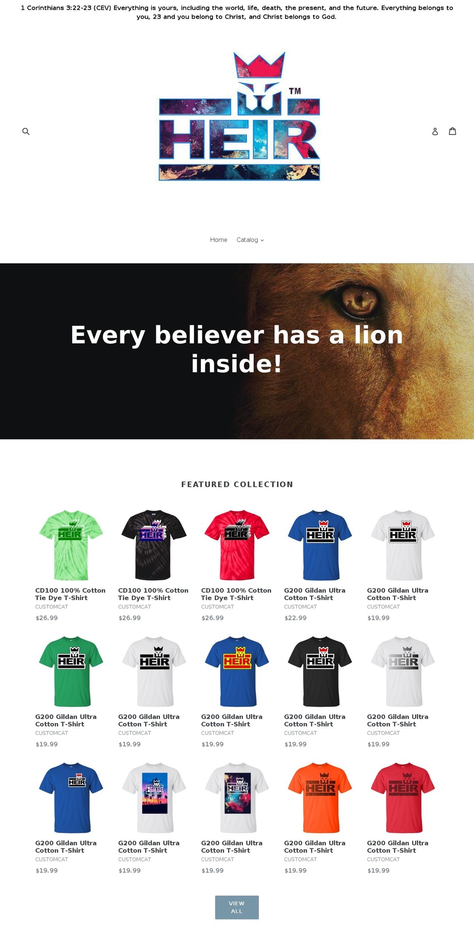 1heirwear.com — Shopify storefront screenshot