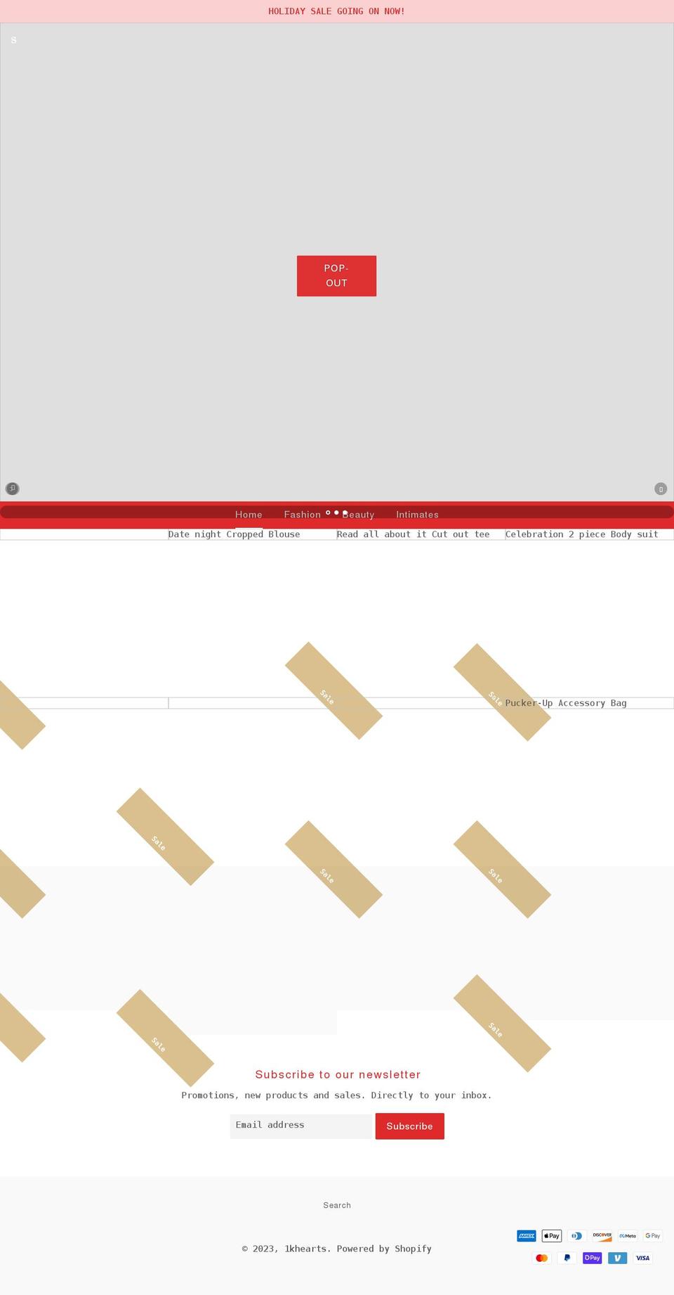 1khearts.com shopify website screenshot