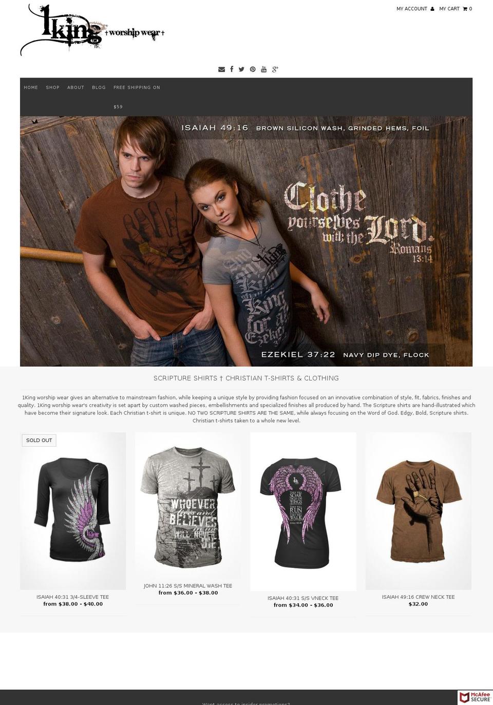 1kingworshipwear.com shopify website screenshot
