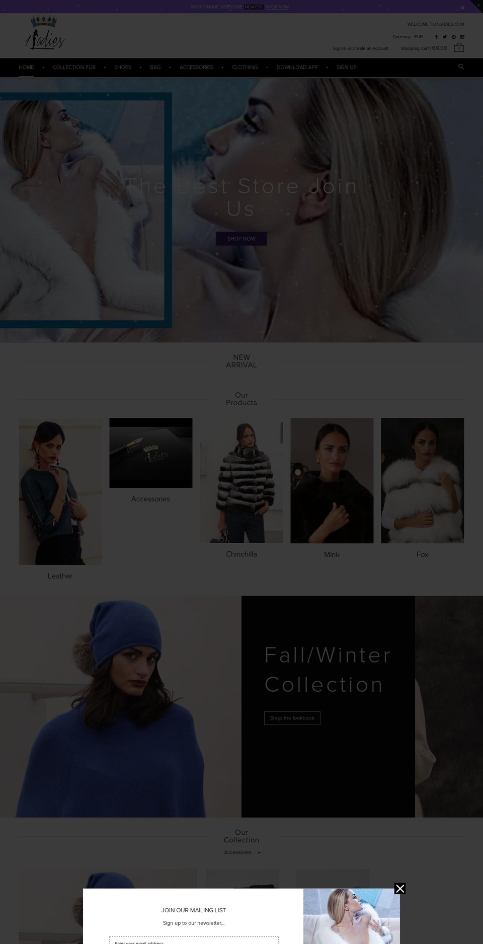 1ladies.com — Shopify storefront screenshot