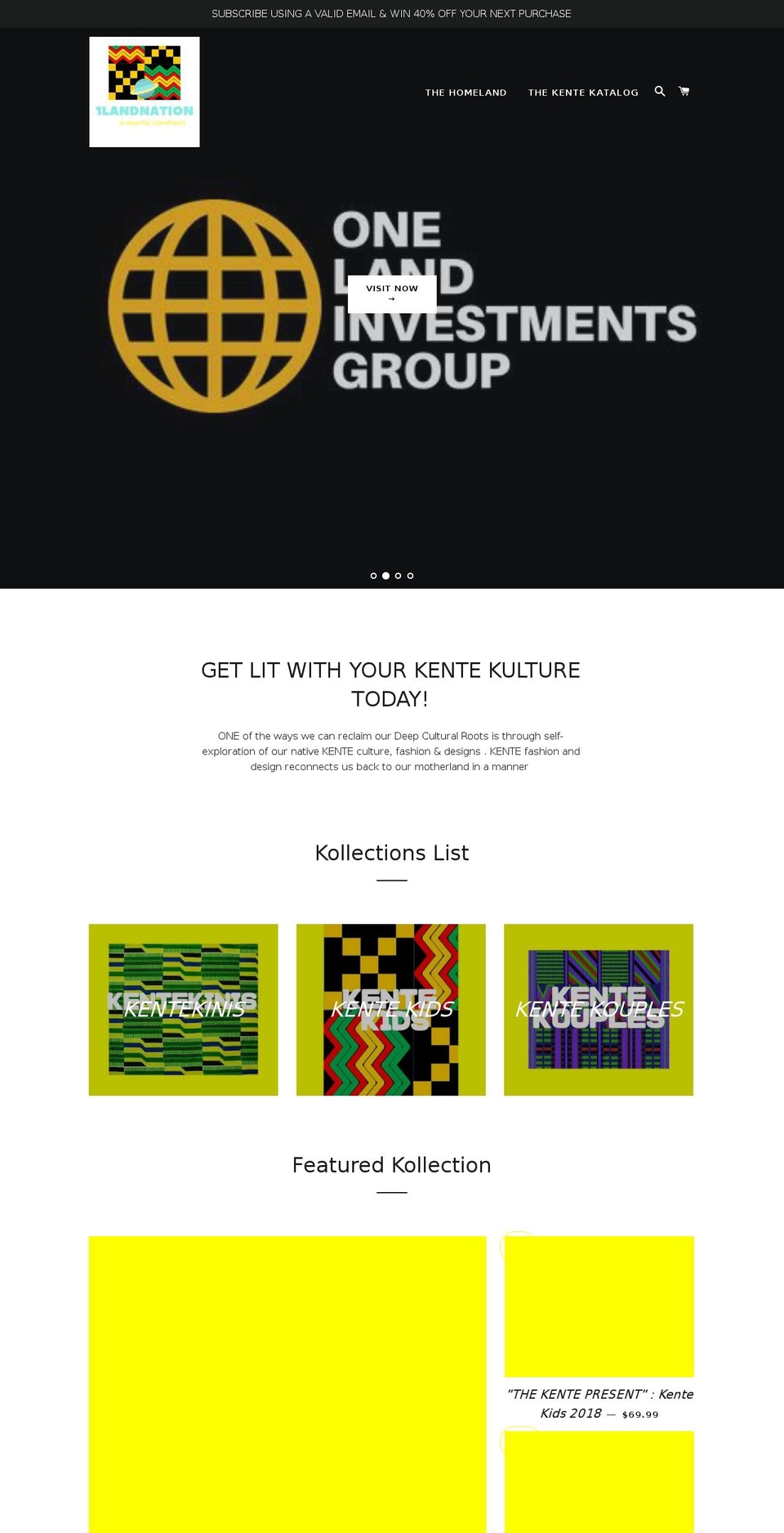 1landnation.com shopify website screenshot