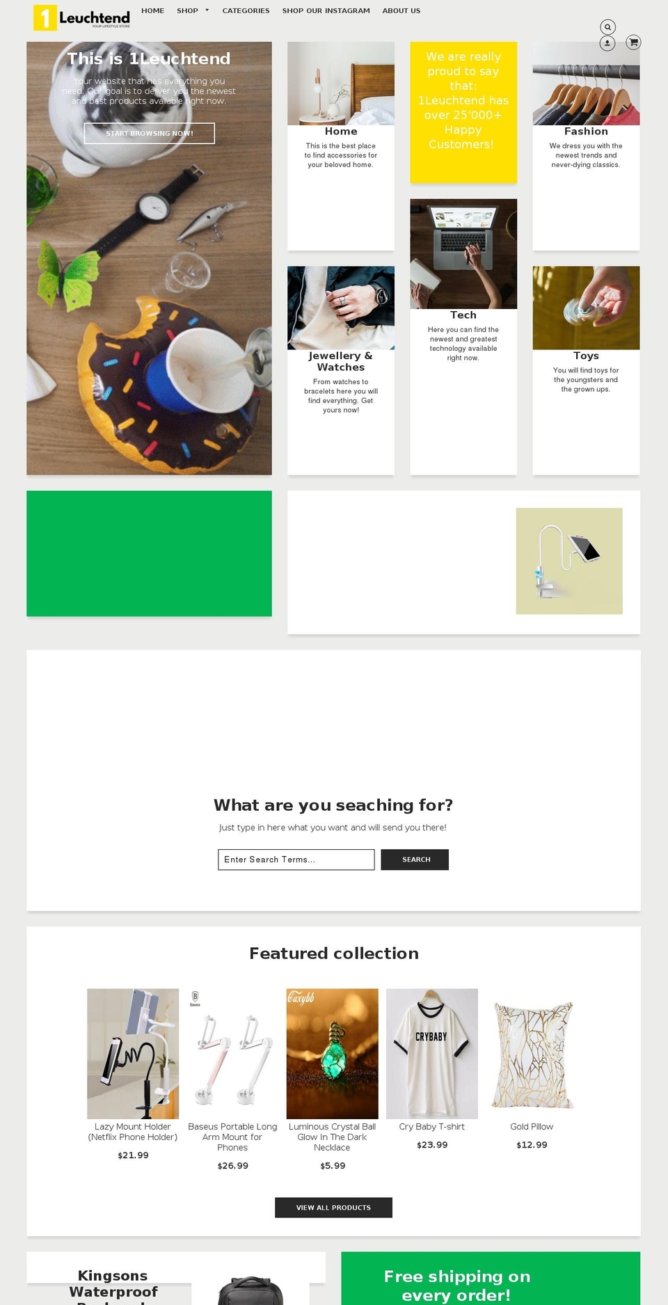 1leuchtend.com — Shopify storefront screenshot