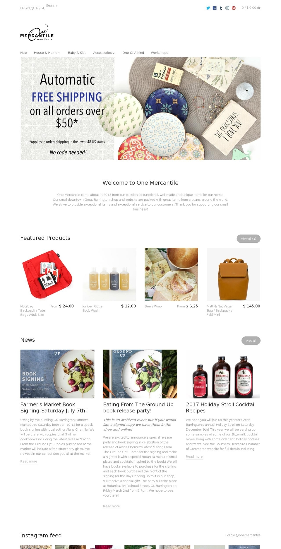 1mercantile.com shopify website screenshot