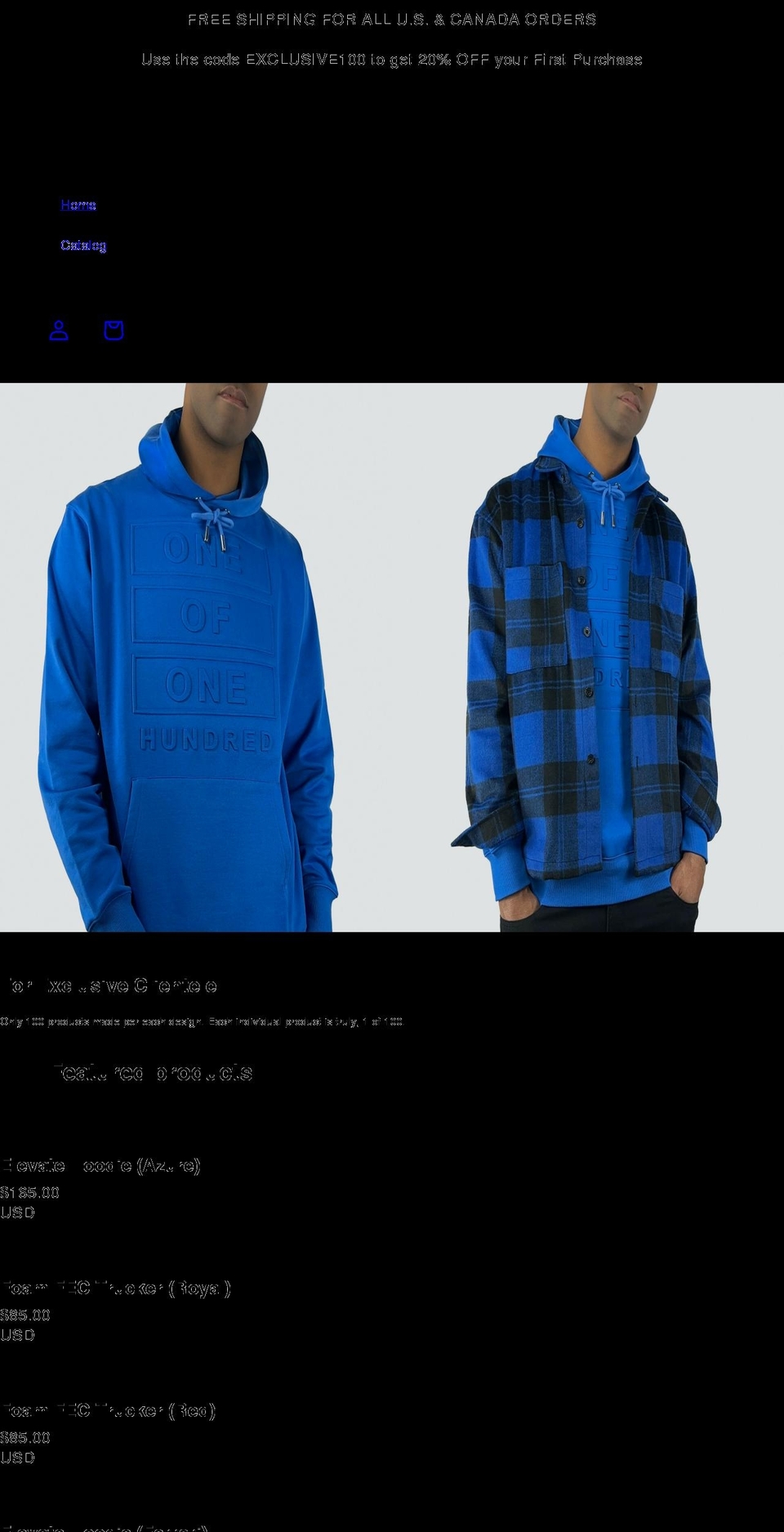 1of1hundred.com shopify website screenshot