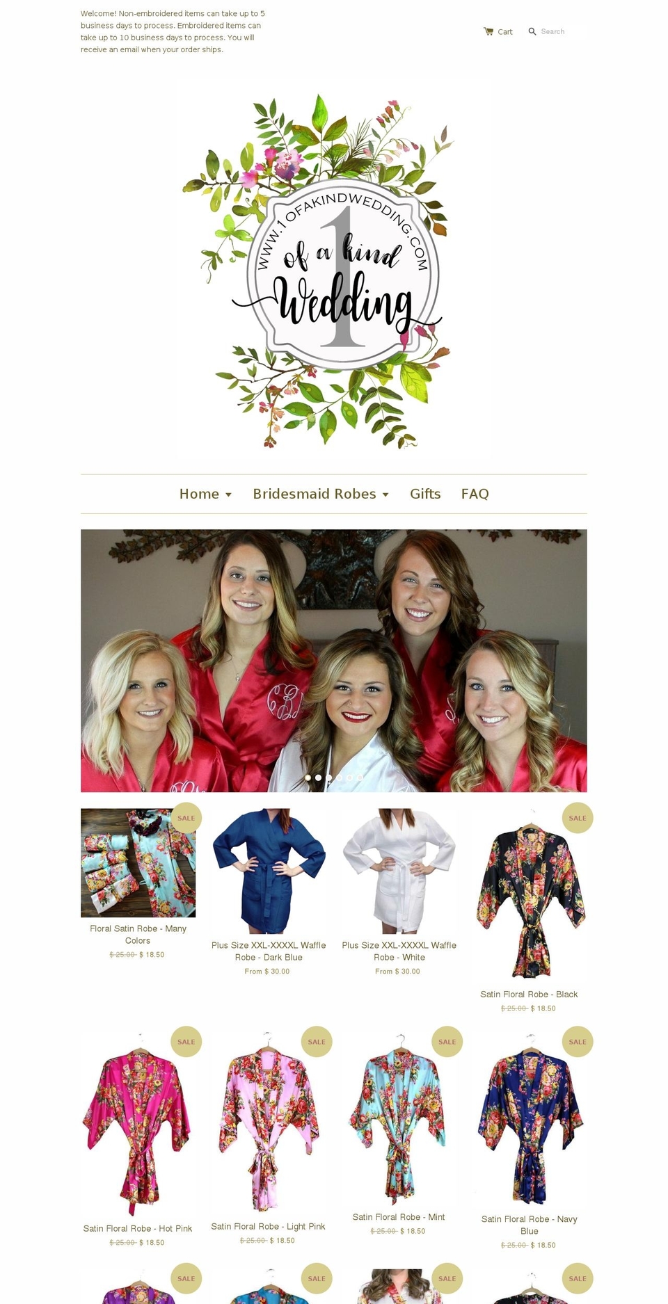 1ofakindwedding.com — Shopify storefront screenshot