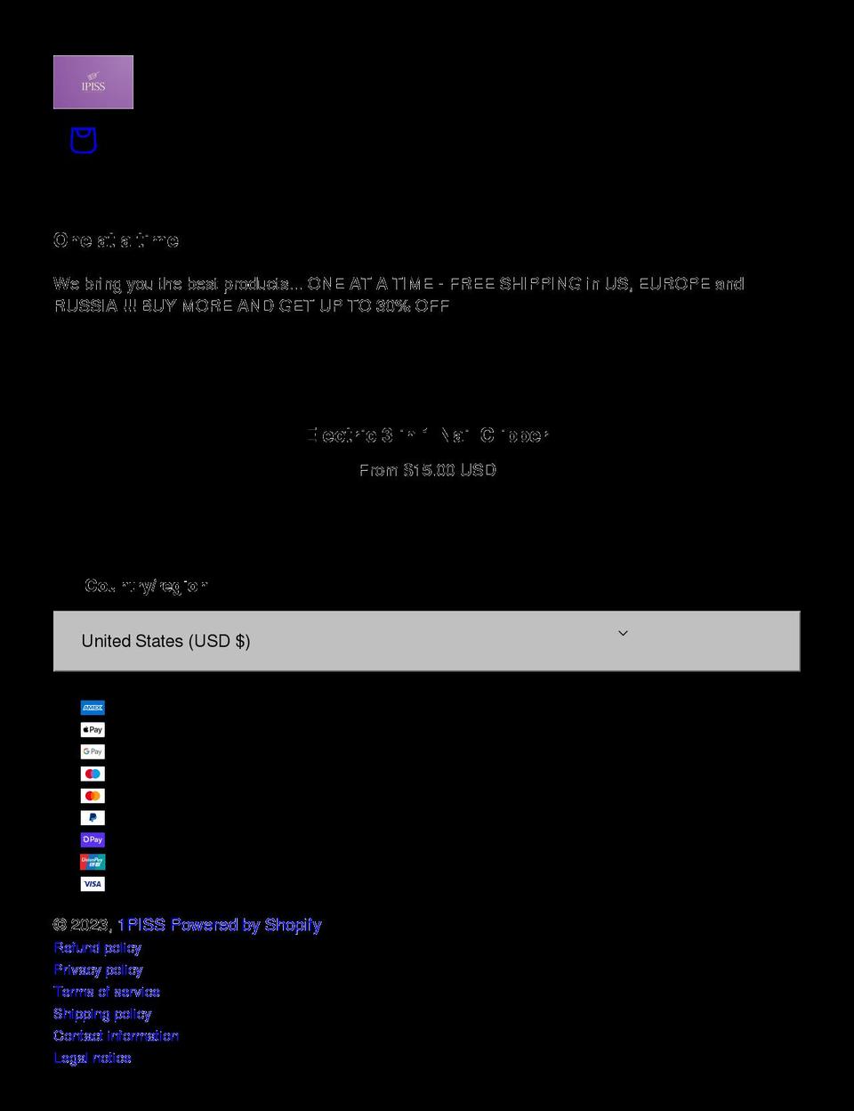 1piss.com shopify website screenshot