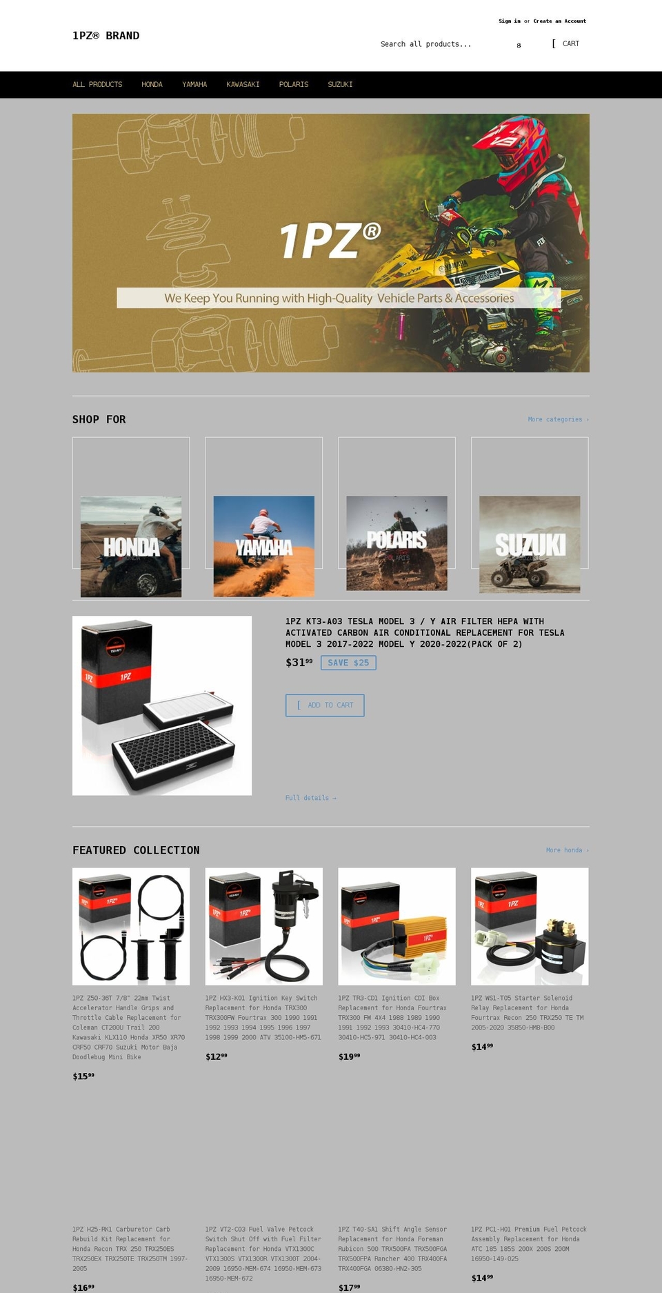 1pz.us shopify website screenshot