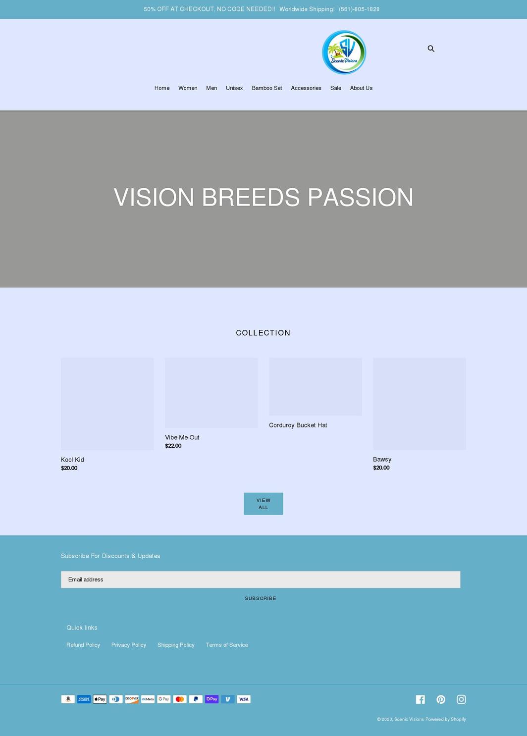 1scenicvisions.com shopify website screenshot
