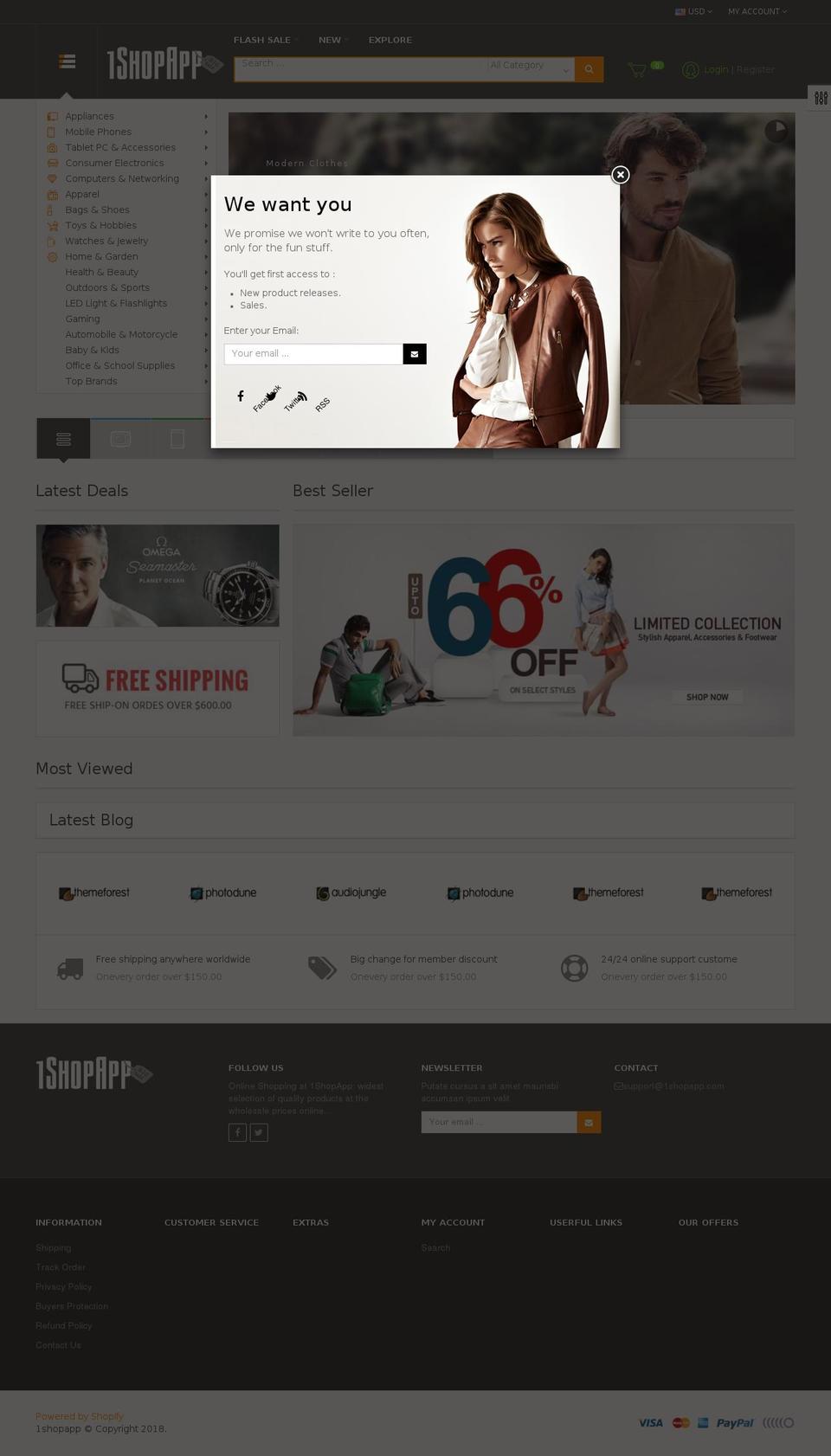 1shopapp.com — Shopify storefront screenshot