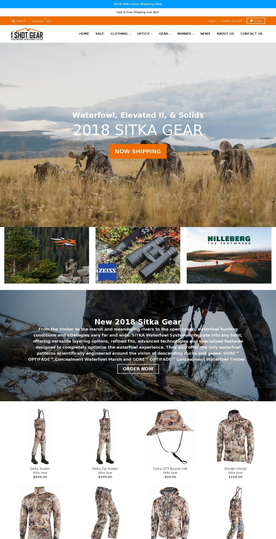 1shotgear.com shopify website screenshot