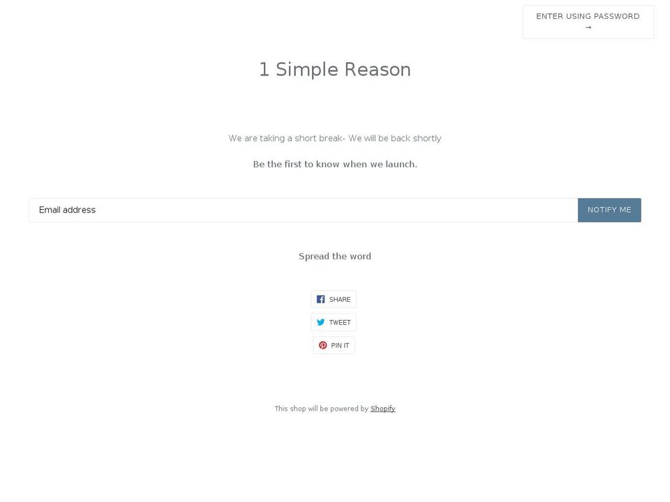 1simplereason.com shopify website screenshot