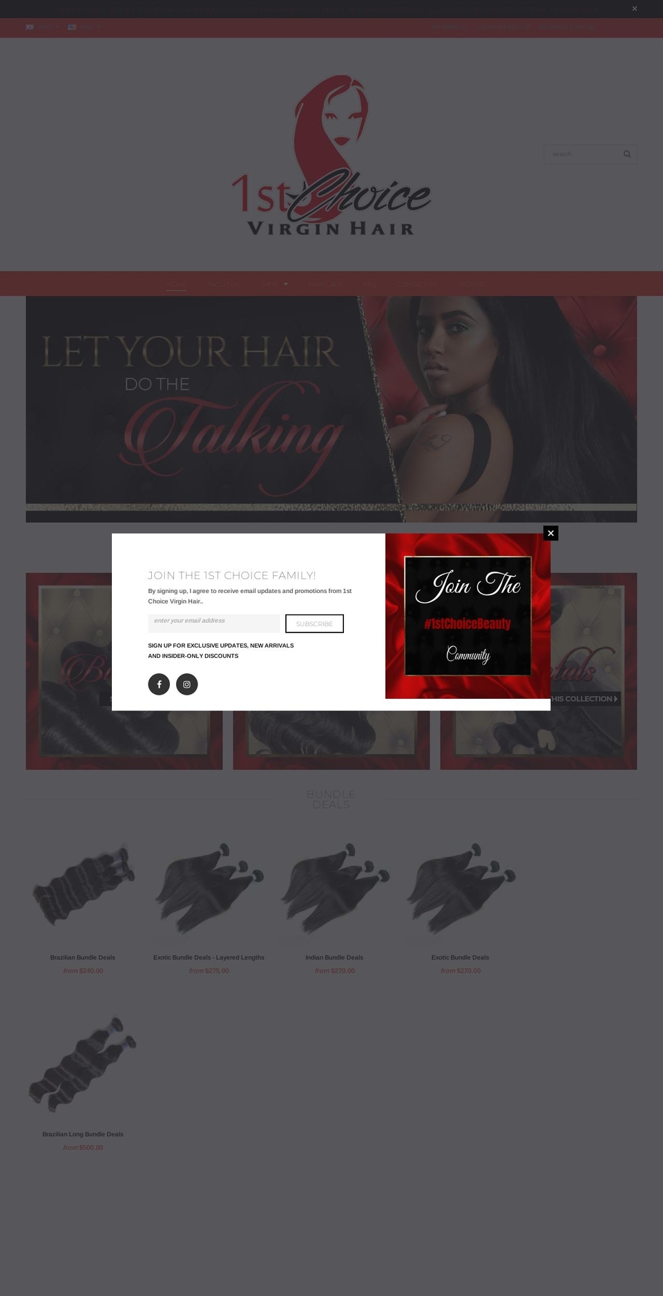 1stchoicevirginhair.com shopify website screenshot