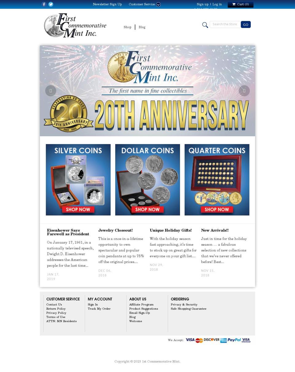 1stcommemorativemint.com shopify website screenshot