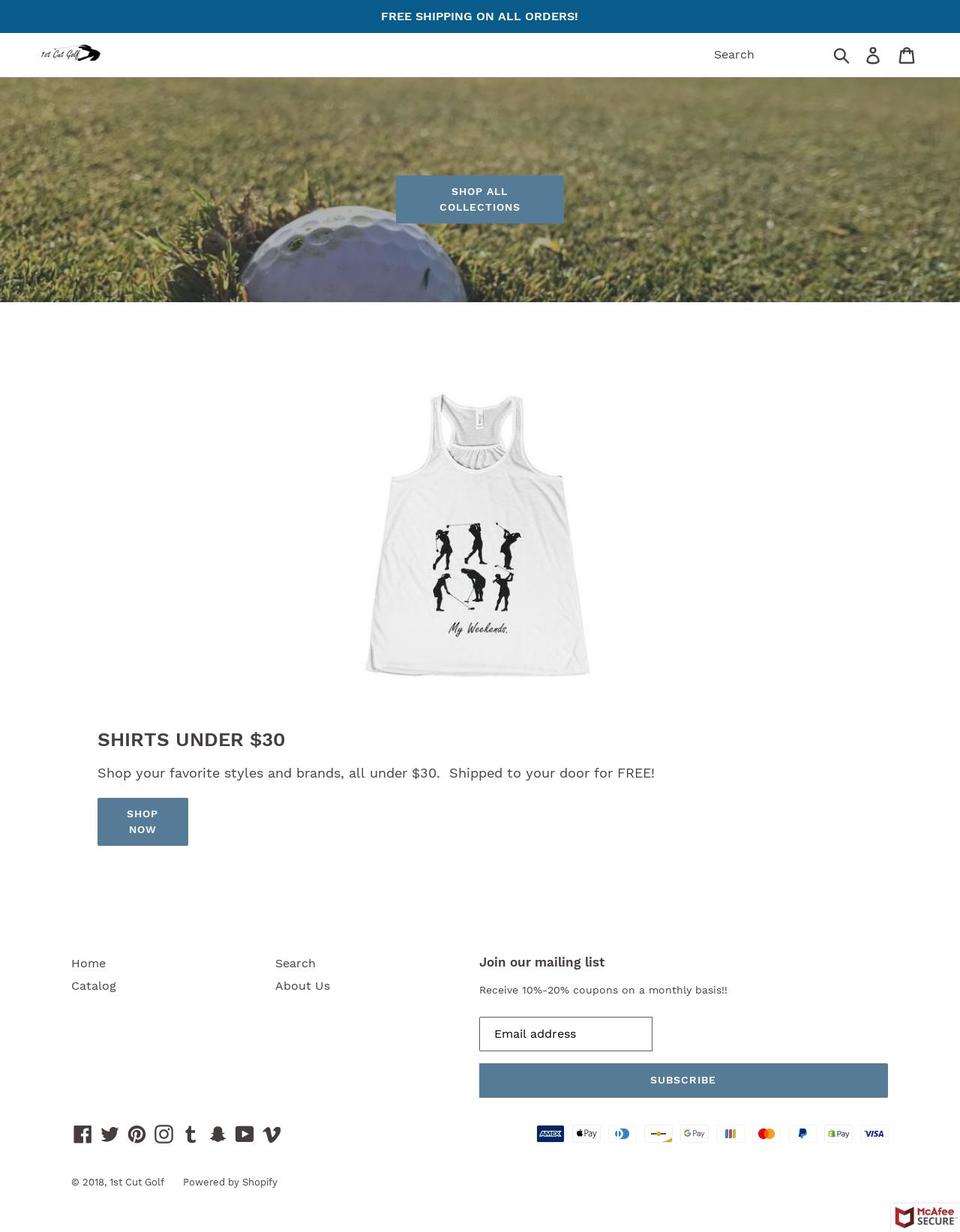 1stcutgolf.com shopify website screenshot
