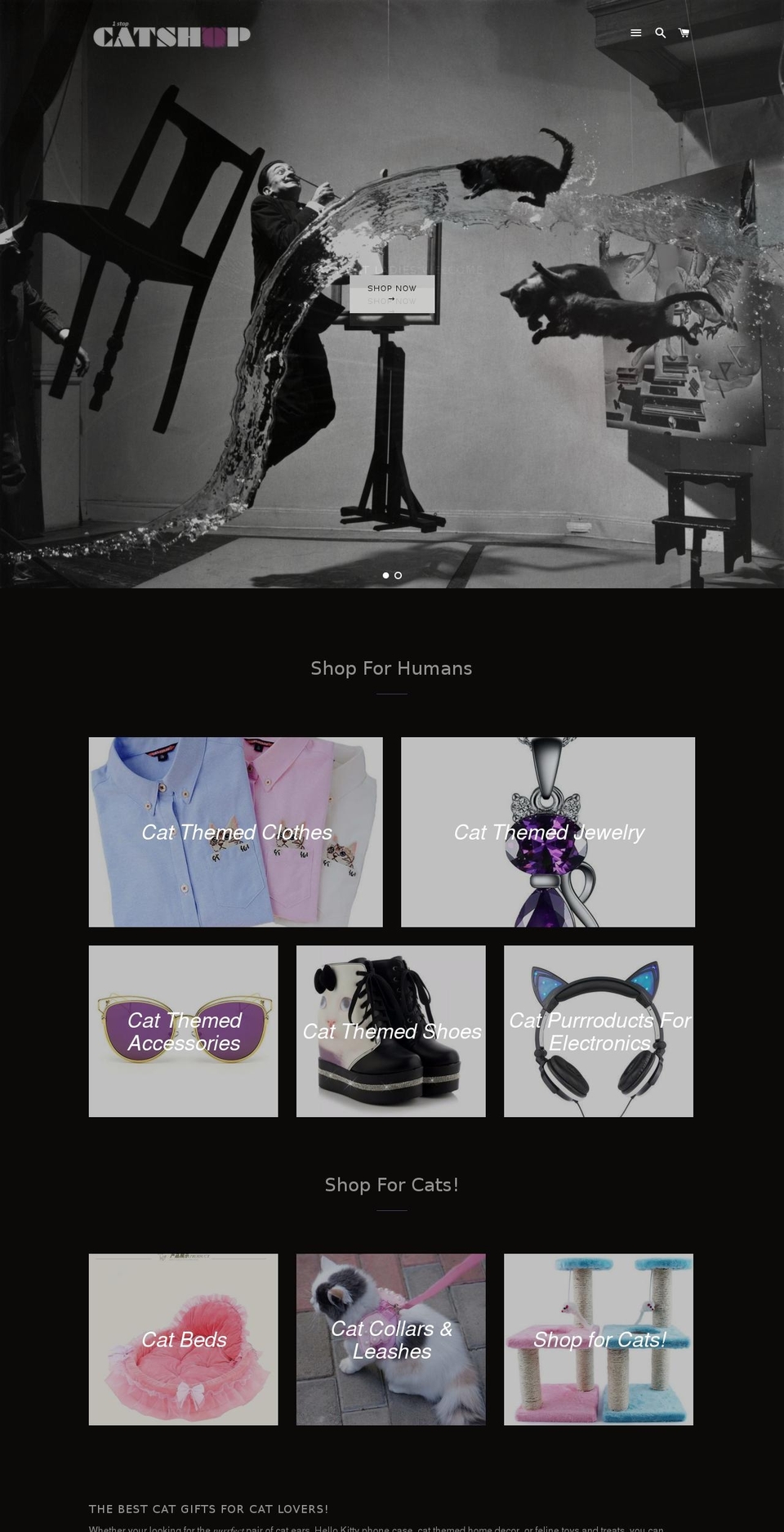 dark side Shopify theme site example 1stopcatshop.com
