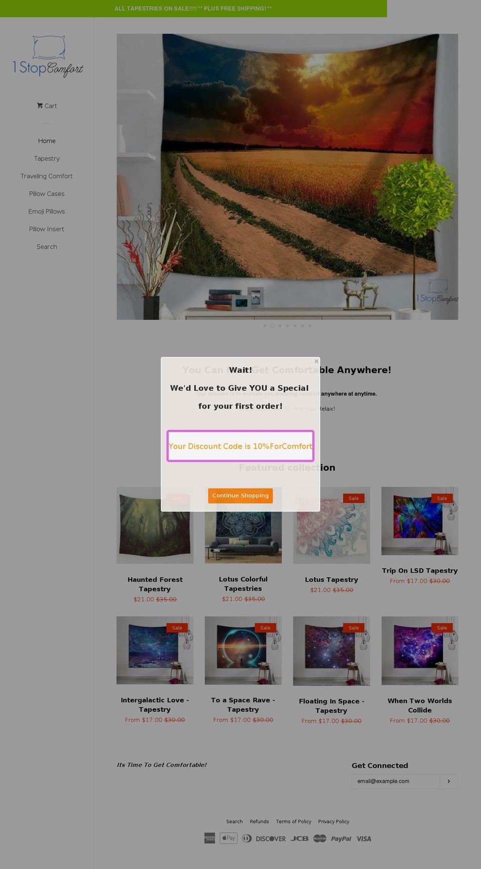 1stopcomfort.net shopify website screenshot