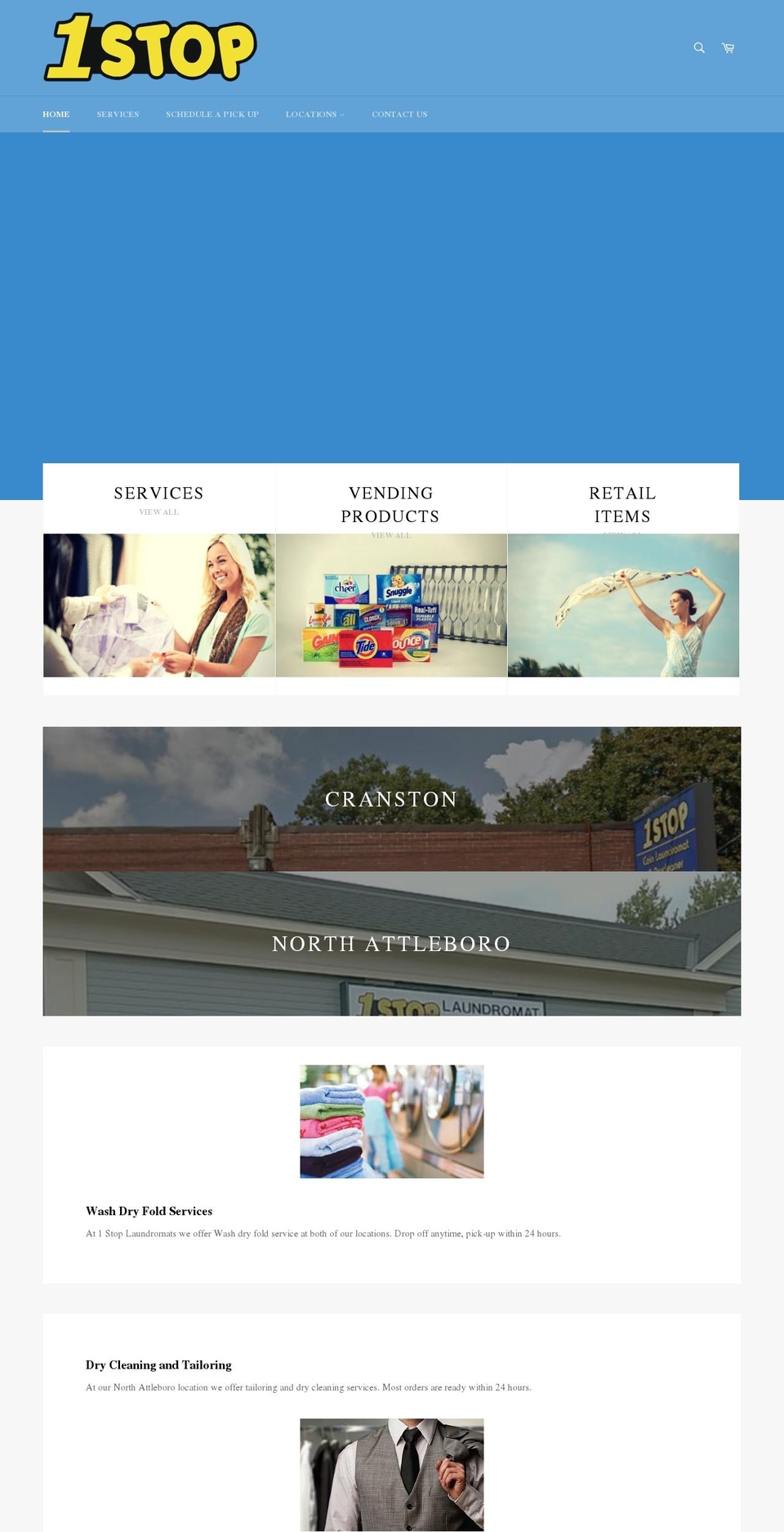1stoplaundromats.com — Shopify storefront screenshot