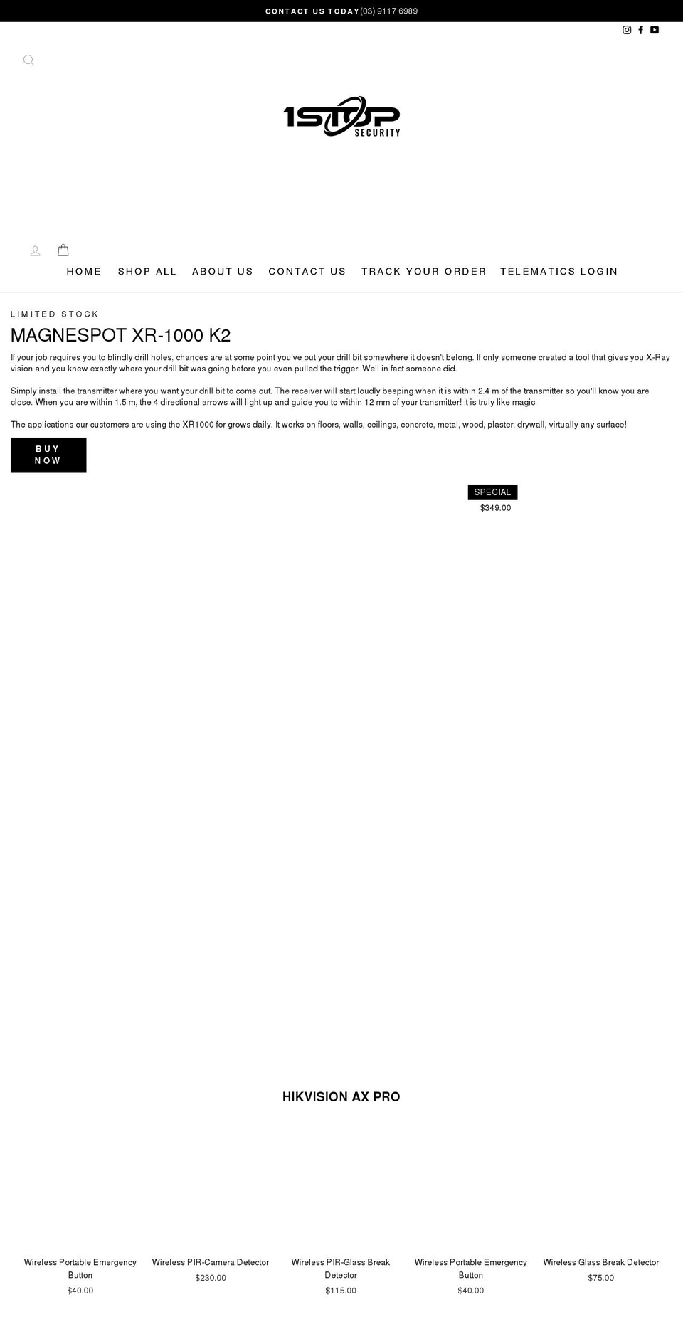 1stopsecurity.com.au shopify website screenshot