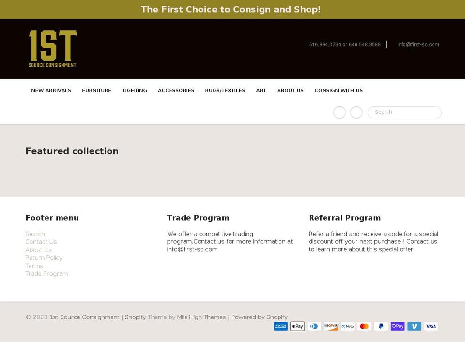 1stsourceconsignment.com shopify website screenshot