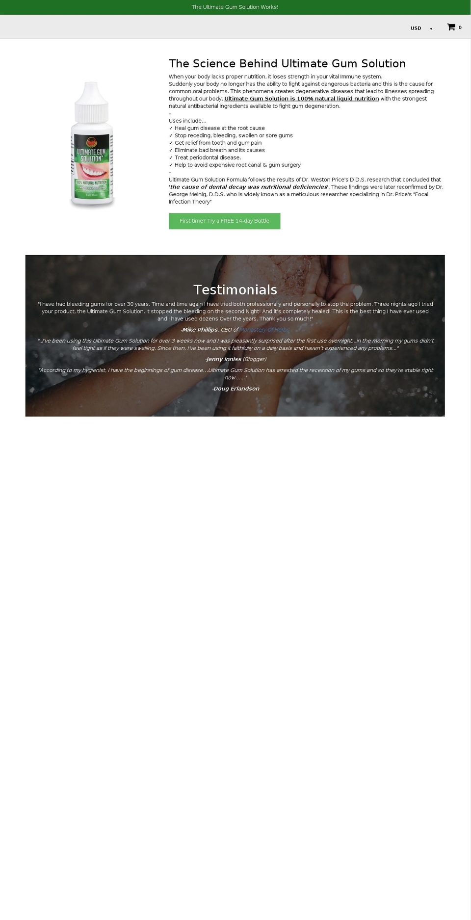 1stultimategumsolution.com shopify website screenshot