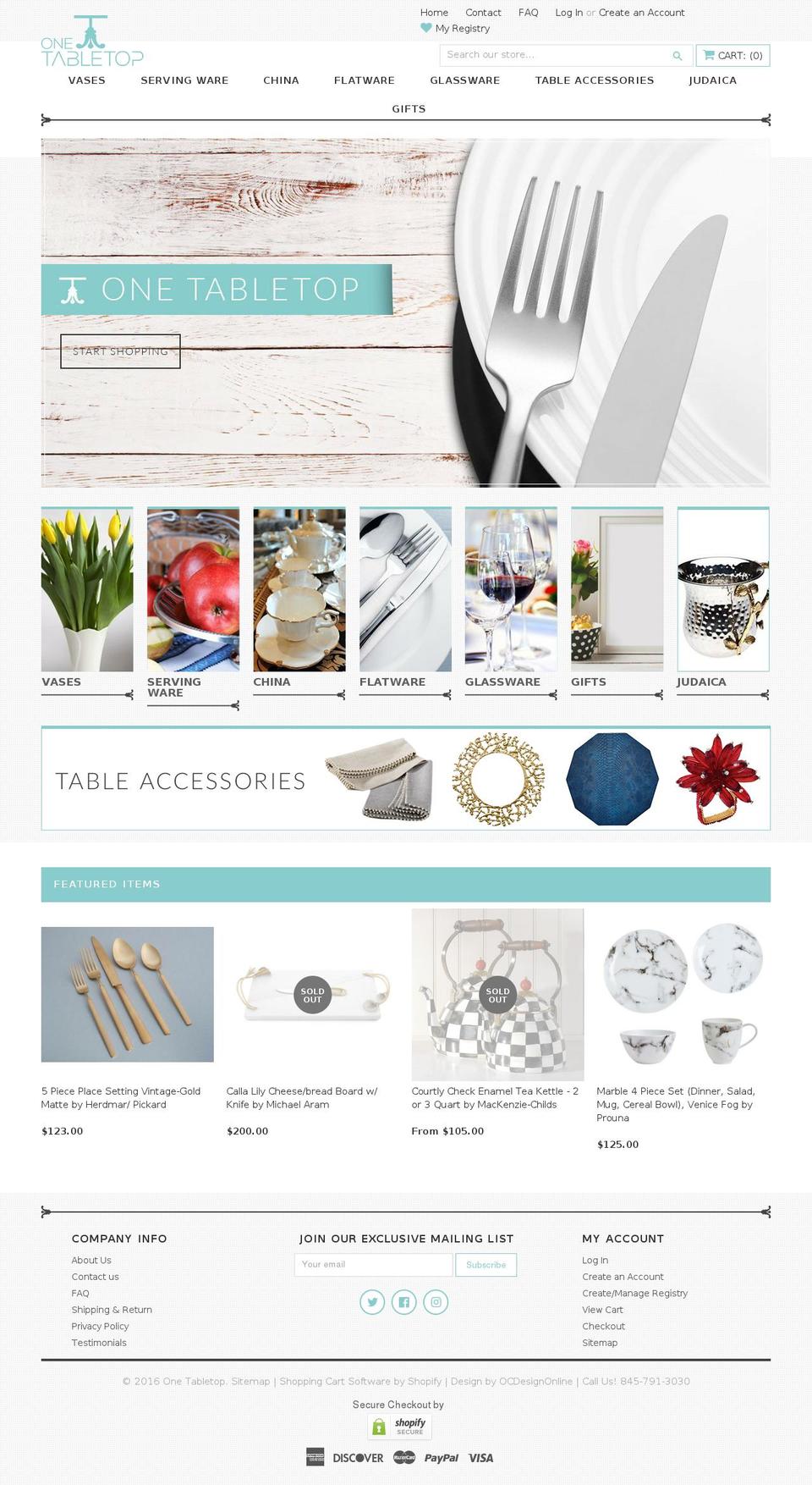 1tabletop.com shopify website screenshot