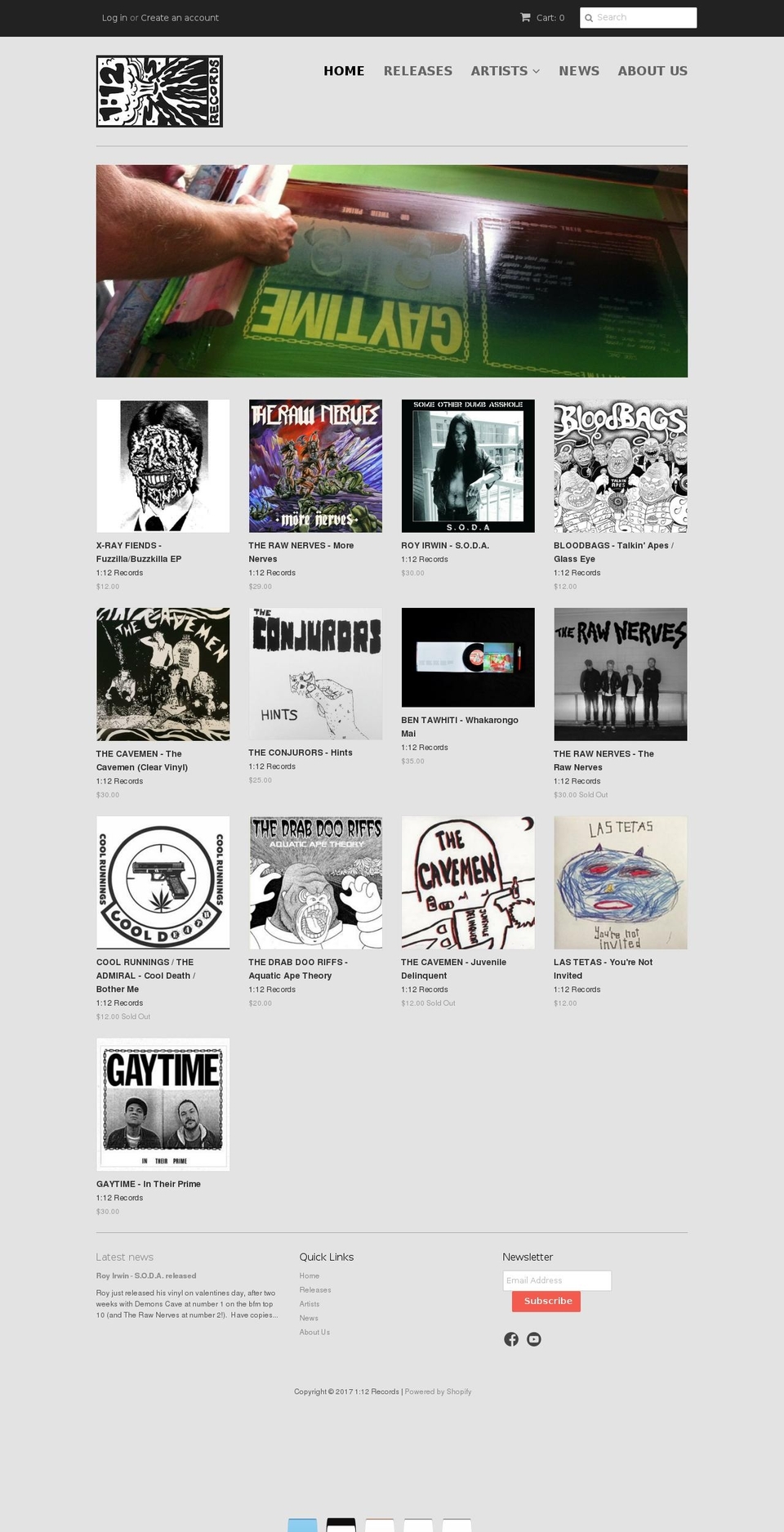 1to12records.com shopify website screenshot