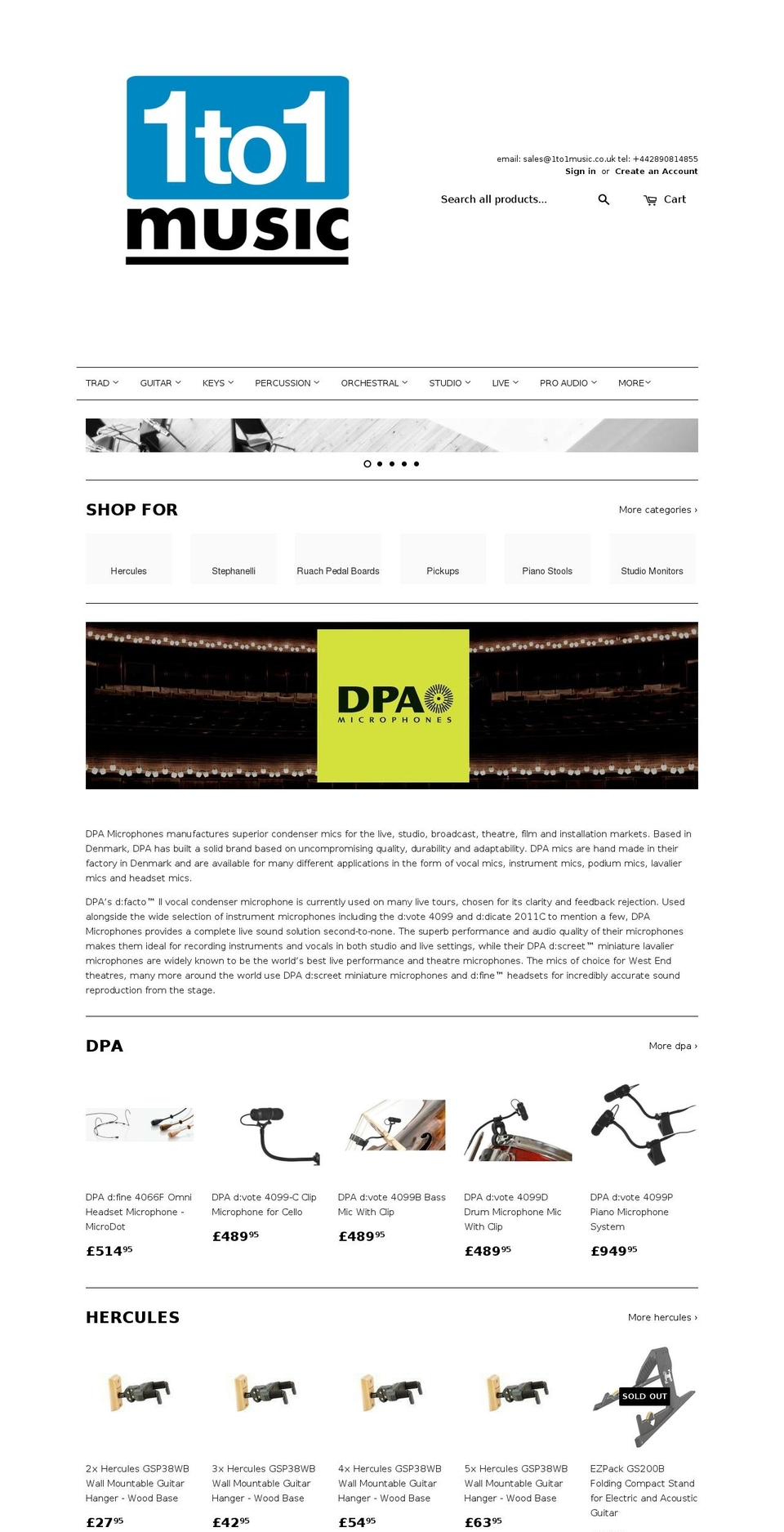 1to1music.com shopify website screenshot