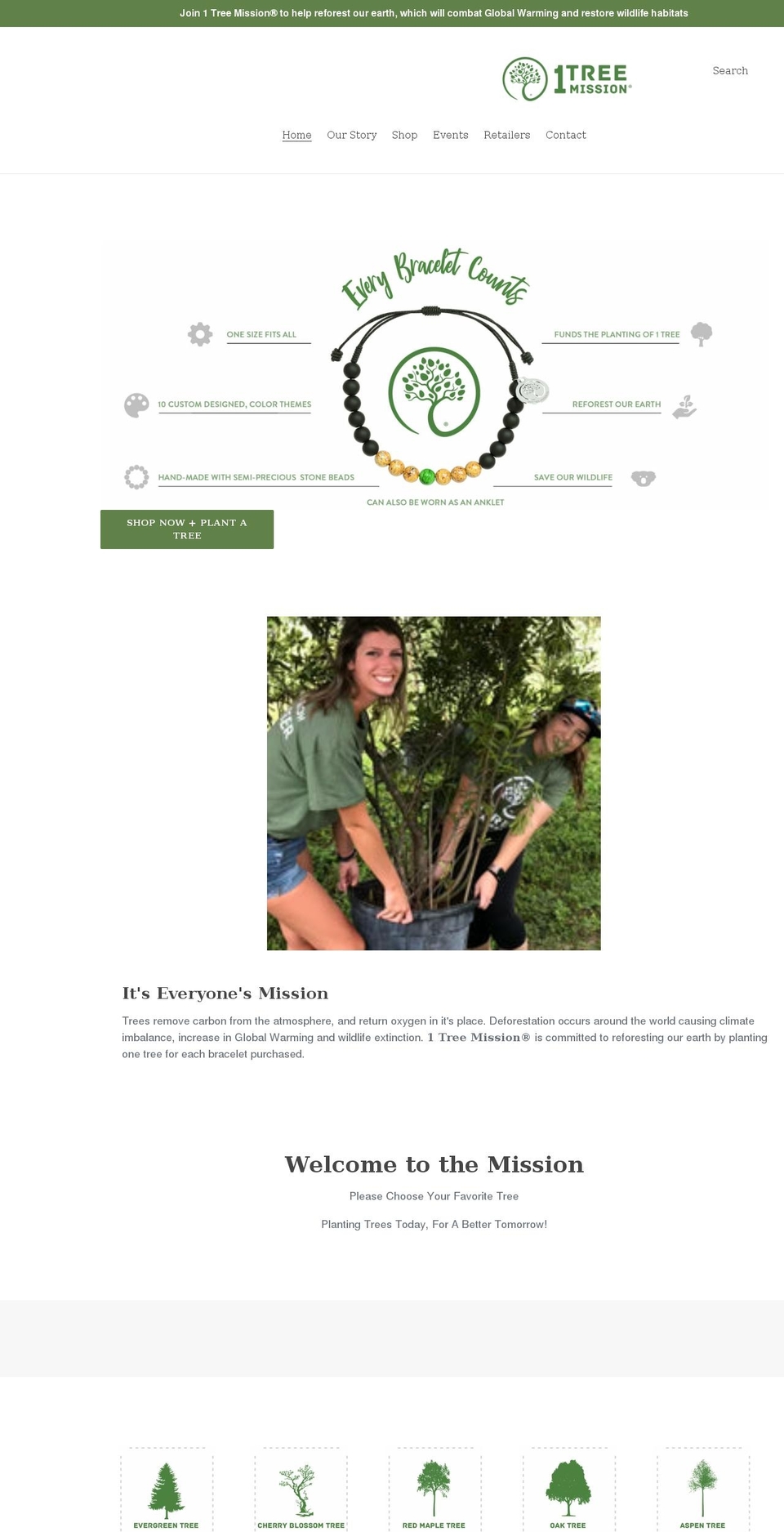 1treemission.com shopify website screenshot
