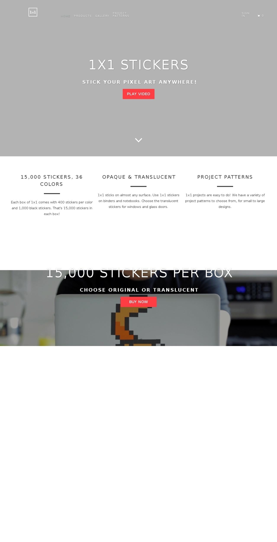 1x1stickers.com shopify website screenshot