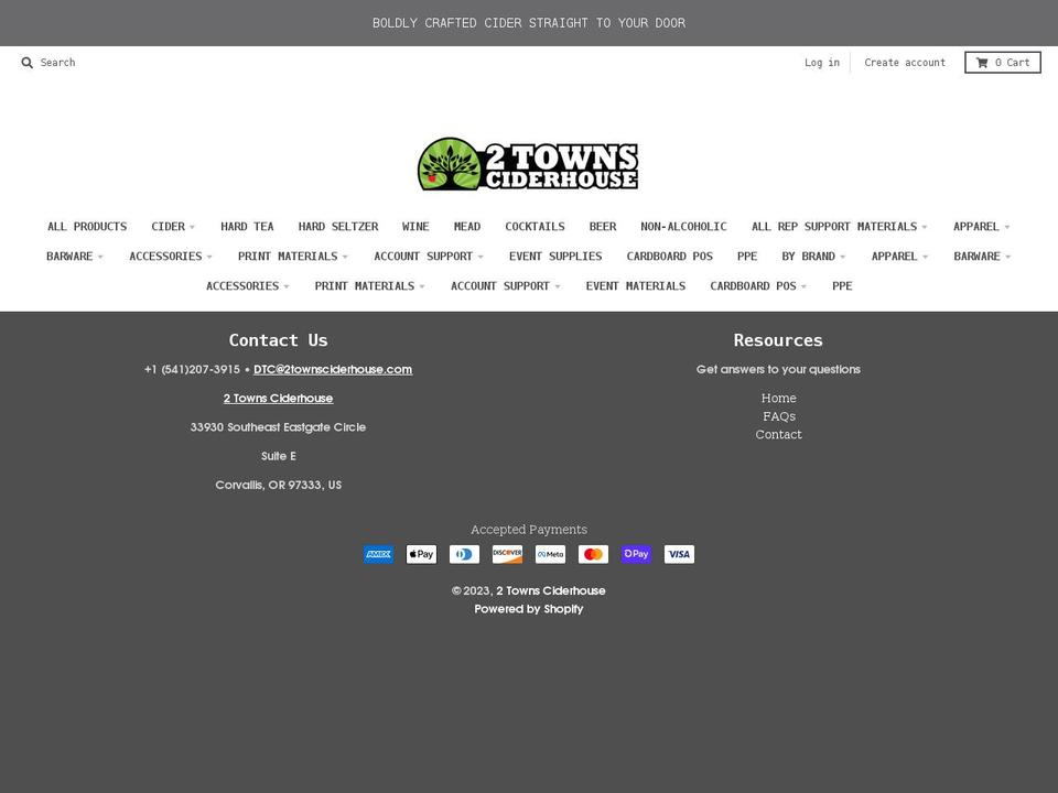 2-towns-ciderhouse.myshopify.com shopify website screenshot